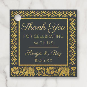 Étiquettes Cadeau Gold Elephant & Lotus Mariage Retour Cadeau Favori