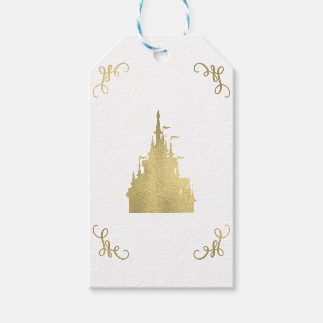 Étiquettes-cadeau Gold Foil Princess Castle Storybook Mariage (Devant)
