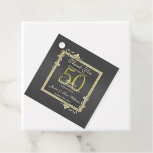 Étiquettes Cadeau Gold Gem & Parties scintillant 50e Mariage d'or