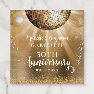 Étiquettes Cadeau Gold Glam Disco Ball 50e anniversaire Mariage
