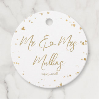 Étiquettes Cadeau Gold Heart “Mr & Mrs” Wedding