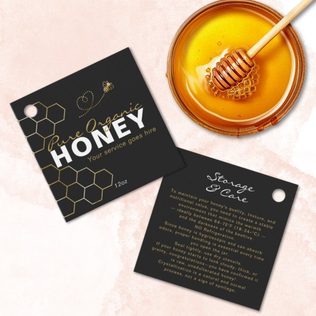 Étiquettes Cadeau Gold Honeycomb Honey Bees Product Care Insert  (Gold Honeycomb Honey Bees Product Care Insert Favor Tags)