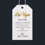 Étiquettes-cadeau Gold Las Vegas Sparkles Mariage Welcome<br><div class="desc">Cette étiquette cadeau de bienvenue de Las Vegas est accentuée d'un type d'or brillant sur un arrière - plan blanc, ce qui en fait parfait pour décorer un cadeau de bienvenue pour vos invités à un mariage de destination à Las Vegas. Il fait partie de la Gold Las Vegas Sparkles...</div>