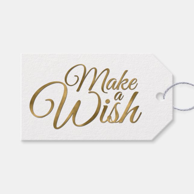 Étiquettes-cadeau Gold Make a Wish Anniversaire (Devant (Horizontal))