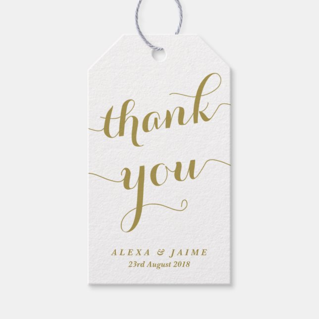 Étiquettes-cadeau Gold Merci Cute Modern Calligraphy Party Favoriser (Devant)