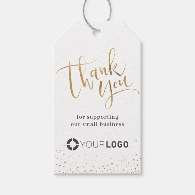 Étiquettes-cadeau Gold Modern calligraphie entreprise merci (Devant)