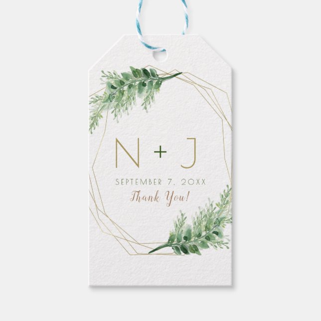 Étiquettes-cadeau Gold Modern Glam Mariage Botanique géométrique (Devant)