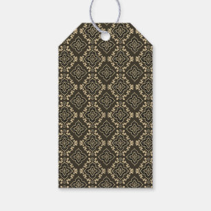 Étiquettes-cadeau Gold n Motif géométrique Brown / Impression indien