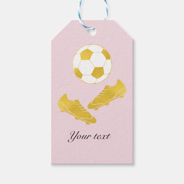 Étiquettes-cadeau Gold Soccer Nettoie Ball Blush Rose (Devant)