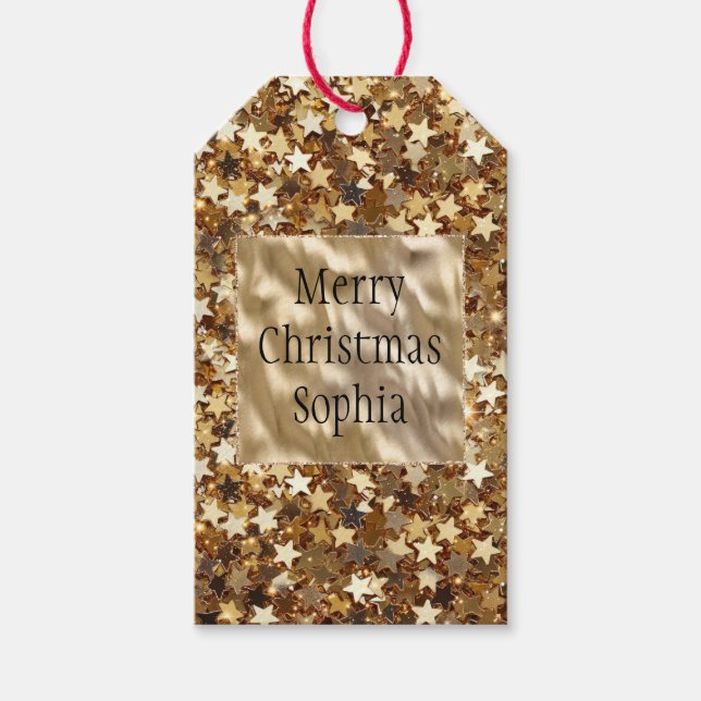 Étiquettes-cadeau Gold Stars Confetti (Devant)