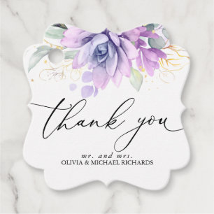 Étiquettes Cadeau Gold Succulents Verdure Mariage Merci Favor T