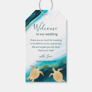 Étiquettes-cadeau Gold Turtles Beach Wedding Welcome Bag