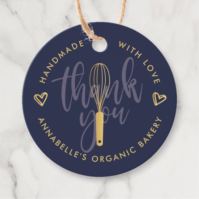 Étiquettes Cadeau Gold Whisk Bakery Merci QR Code (Devant)