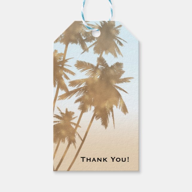 Étiquettes-cadeau Golden Bronze Palms Beach Ombre Palm Trees Party (Devant)