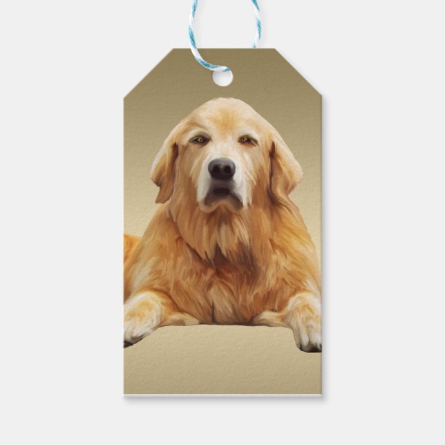 Étiquettes-cadeau Golden retriever Dog Water Couleur Art Peinture (Devant)