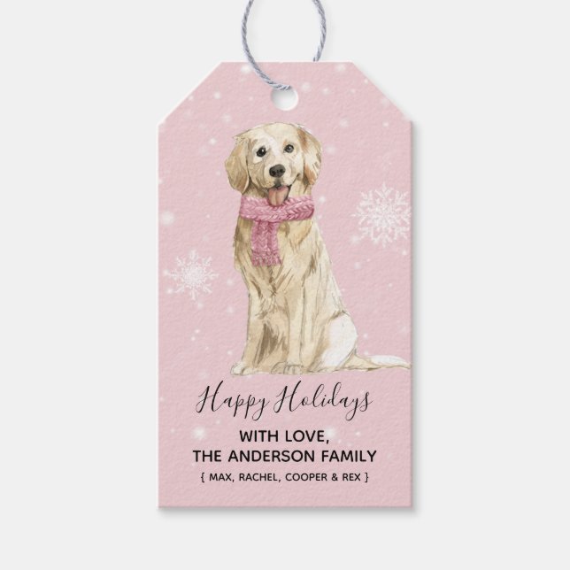 Étiquettes-cadeau Golden Retriever Holiday Cadeaux de Noël Tags (Devant)