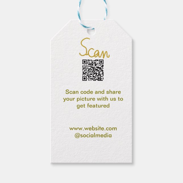 Étiquettes-cadeau Golden Scan QR code parties scintillant simple élé (Devant)