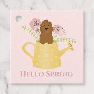 Étiquettes Cadeau Goldendoodle Dans La Poubelle D'Arrosage