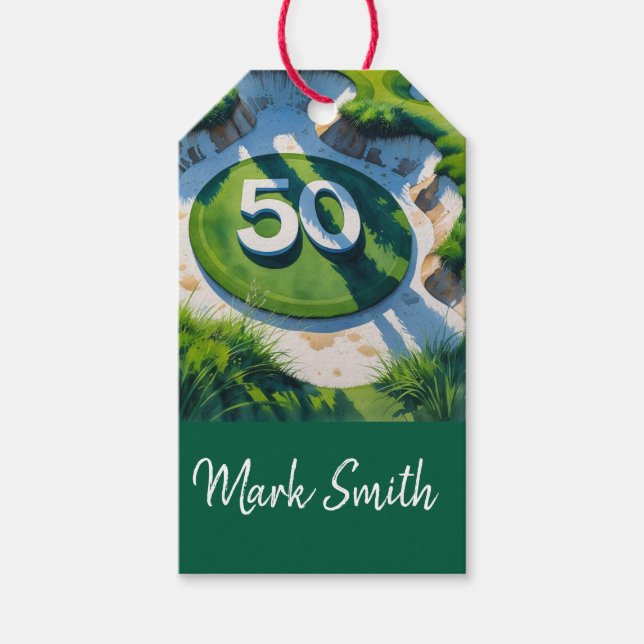 Étiquettes-cadeau Golf 50e anniversaire sur Golf Course (Devant)