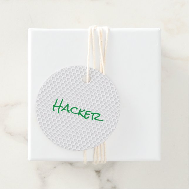 Étiquettes Cadeau Golf Ball Dimples HACKER Golfing Funny Cadeau Enve (En situation)