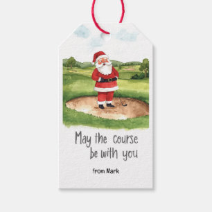 Étiquettes-cadeau Golf de Noël Père Noël Mon parcours est avec vous