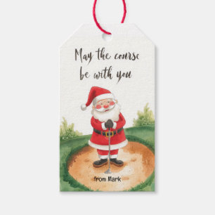Étiquettes-cadeau Golf de Noël Père Noël Mon parcours est avec vous