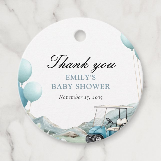 Étiquettes Cadeau Golf Let's Par-tee Blue Baby Shower (Devant)