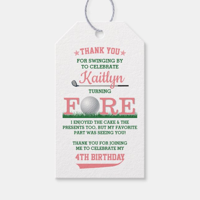 Étiquettes-cadeau Golf PAR-TEE 4e anniversaire (Devant)