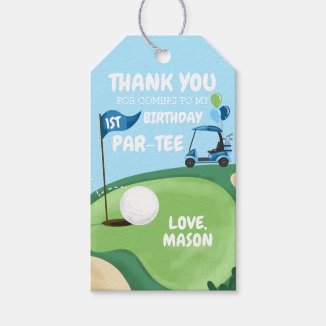 Étiquettes-cadeau Golf Par Tee Hole Golf Boy Anniversaire Merci (Devant)