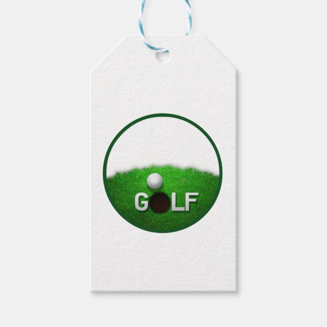 Étiquettes-cadeau Golf Putting Green Golf Ball Typographie populaire (Devant)