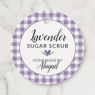 Étiquettes Cadeau Gommage au Sucre Lavande Gingham (avec ingrédients