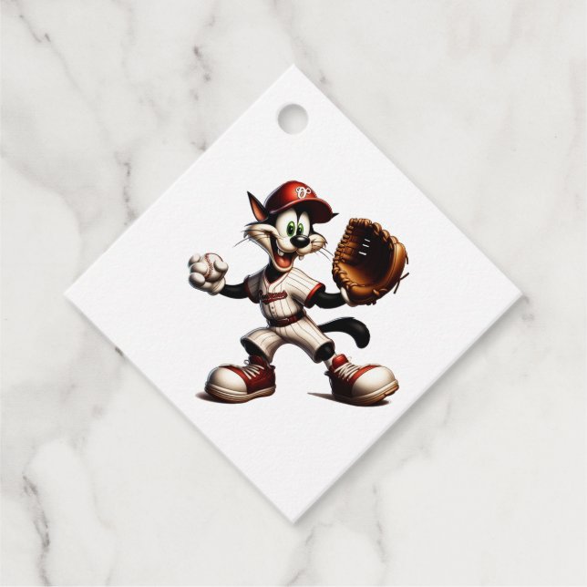 Étiquettes Cadeau Goofy Cat Baseball Pitcher Monte (Devant)