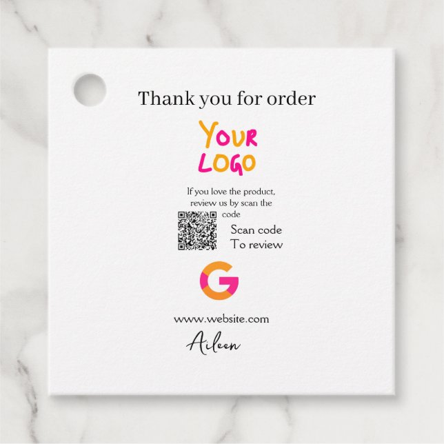 Étiquettes Cadeau Google examen logo entreprise site Web scanner cod (Devant)