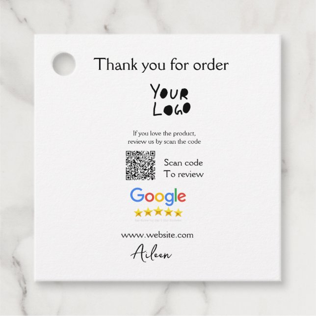 Étiquettes Cadeau Google examen logo entreprise site Web scanner cod (Devant)