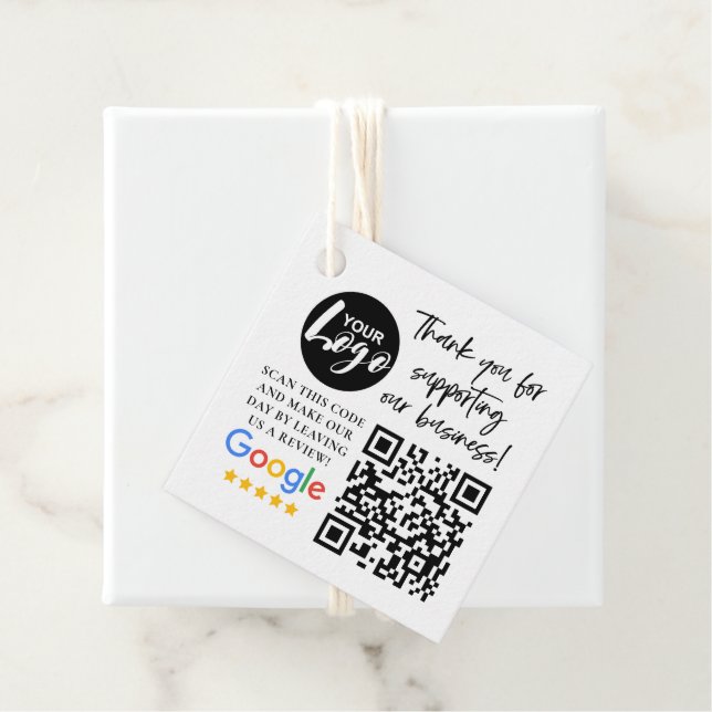 Étiquettes Cadeau Google Reviews Merci Logo Code QR (En situation)