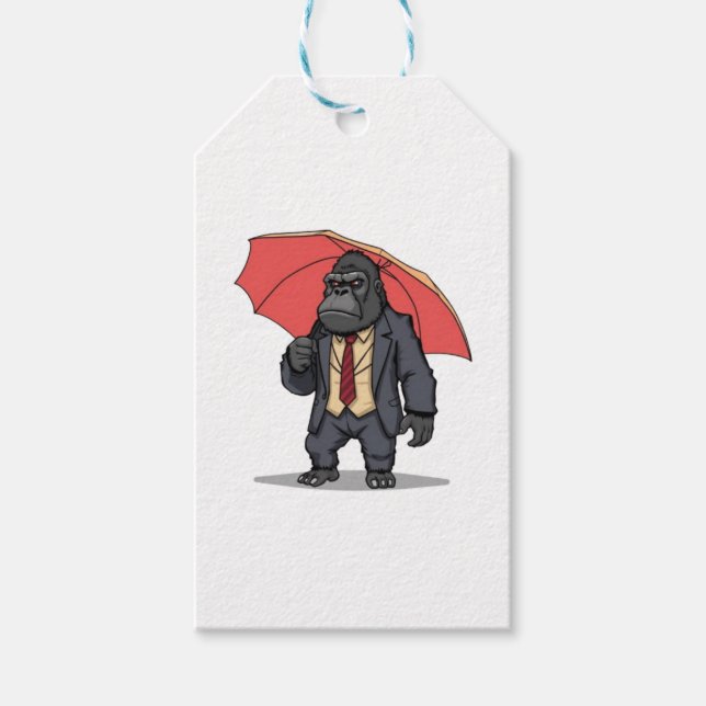 Étiquettes-cadeau Gorilla en costume (Devant)