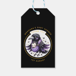 Étiquettes-cadeau Goth Bébé garçon ou fille Douche Crow Merci