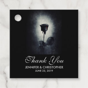 Étiquettes Cadeau Goth Rose noir goutte de sang Mariage Macabre