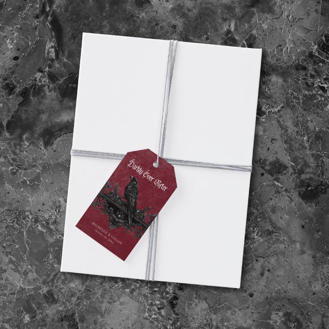 Étiquettes-cadeau Gothic Black Raven Wine Darkly Ever After Wedding (Créateur téléchargé)