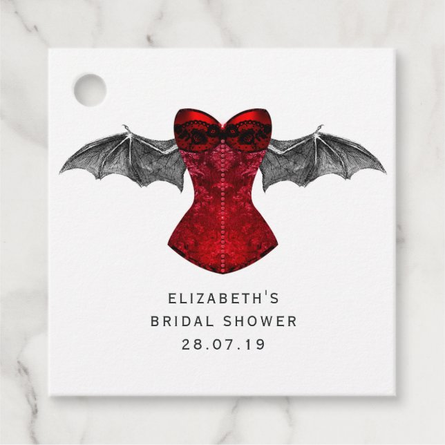 Étiquettes Cadeau Gothique iridescent cramoisi rouge Sorcière (Devant)