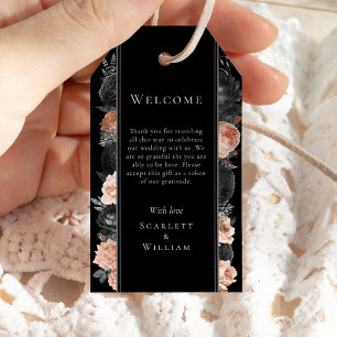 Étiquettes-cadeau Gothique Vintage Noir Destination Mariage Bienvenu