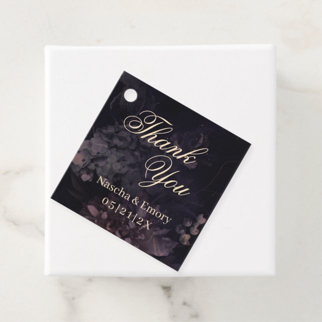 Étiquettes Cadeau Gothique Violet Boho Élégant Merci de mariage (En situation)