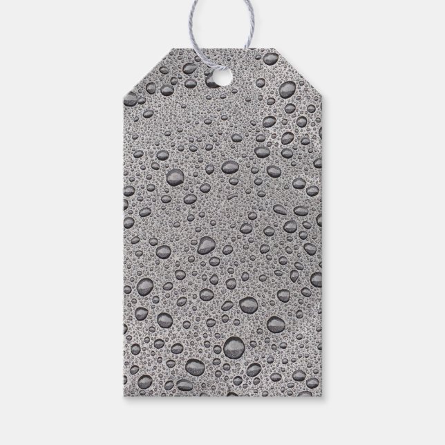 Étiquettes-cadeau gouttelettes d'eau gris (Devant)