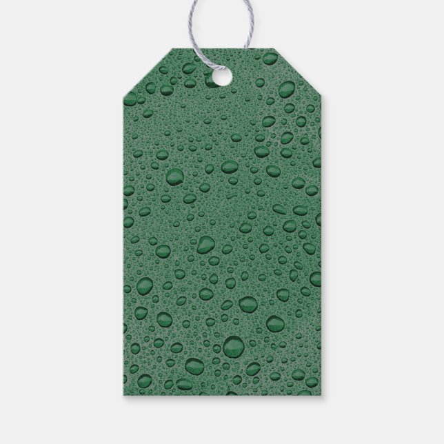 Étiquettes-cadeau gouttelettes d'eau vertes (Devant)