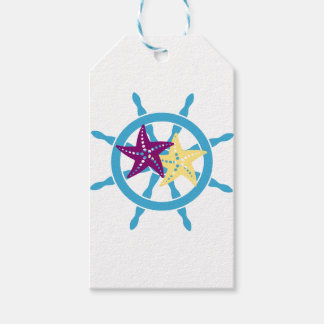 Étiquettes-cadeau Gouvernail de bateau & Étoile de mer