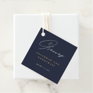 Étiquettes Cadeau Gracias Modern Script Navy Blue