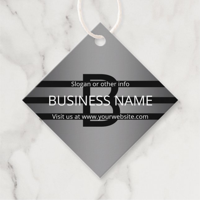 Étiquettes Cadeau Gradient gris moderne et bandes noires horizontale (Devant)