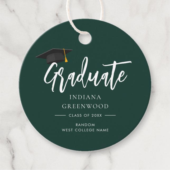 Étiquettes Cadeau Graduation 2024 Script vert moderne (Devant)