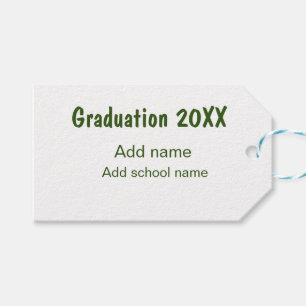 Étiquettes-cadeau Graduation 20XX ajouter nom année école vert moder