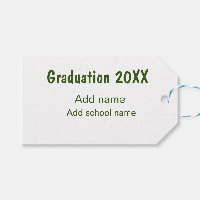 Étiquettes-cadeau Graduation 20XX ajouter nom année école vert moder (Devant (Horizontal))